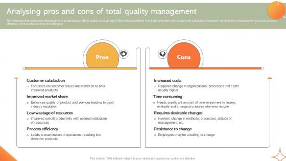 Analysing Pros And Cons Of Total Quality Management Implementing Manufacturing Strategy SS V