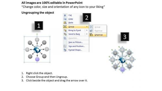 And Diverging 8 Step Circular Process Flow Chart PowerPoint Templates