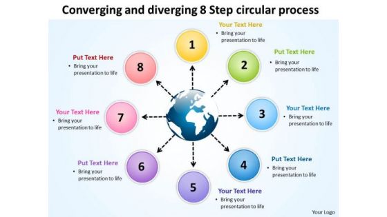 And Diverging 8 Step Circular Process Relative Cycle Arrow Network PowerPoint Slides