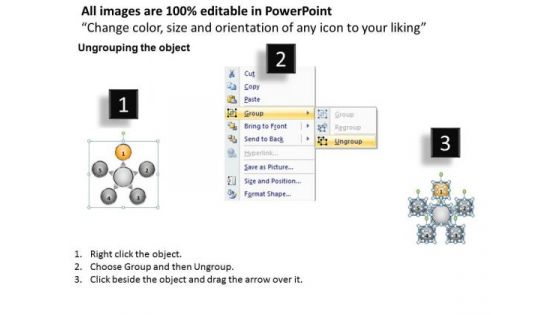 And Diverging Factors Process Flow Business Relative Circular Arrow Network PowerPoint Templates