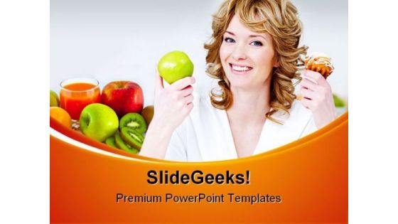 Apple And Cake Choices Health PowerPoint Themes And PowerPoint Slides 0411
