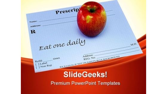 Apple On A Prescription Health PowerPoint Themes And PowerPoint Slides 0311