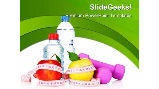 Apple With Measure Tape Health PowerPoint Themes And PowerPoint Slides 0911