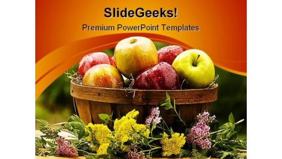 Apples Picnic Basket Food PowerPoint Themes And PowerPoint Slides 0211