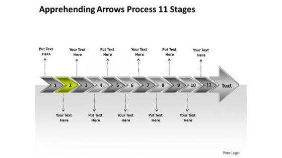 Apprehending Arrows Process 11 Stages Create Flowchart PowerPoint Templates