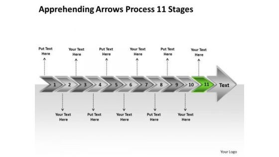 Apprehending Arrows Process 11 Stages Ppt Creating Flowchart PowerPoint Templates