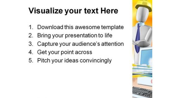 Architect With City Map Construction PowerPoint Template 1010