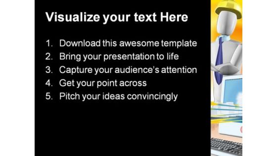 Architect With City Map Construction PowerPoint Template 1010