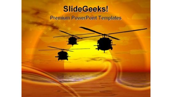 Army Helicopter Blackhawk Americana PowerPoint Template 1110