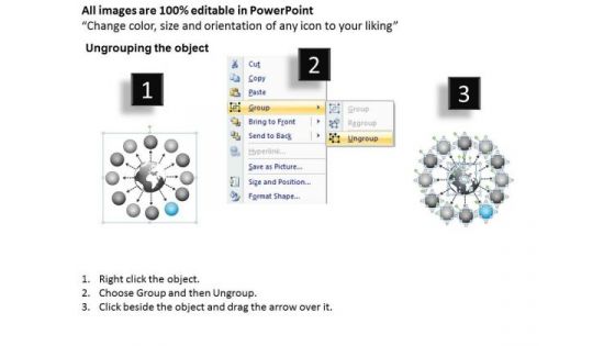 Arrow Diverging 12 Steps With Globe Flow Chart Cycle Diagram PowerPoint Templates