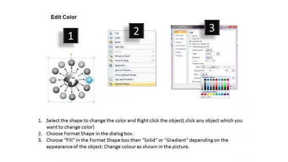 Arrow Diverging 12 Steps With Globe Flow Chart Pie Diagram PowerPoint Slides