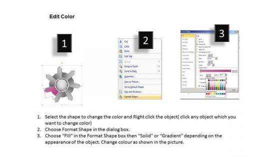 Arrow Flow Diagram Diverging 7 Steps Relative Circular Network PowerPoint Slides