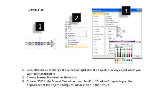 Arrow Illustration 8 Stages Process Flow Charts Examples PowerPoint Slides