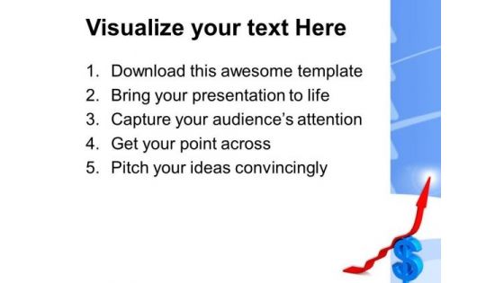 Arrow Moving Up Over Dollar Signs PowerPoint Templates And PowerPoint Themes 0812