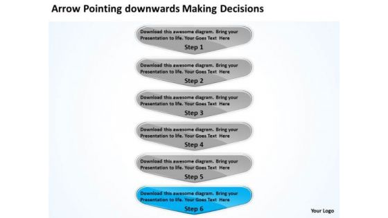 Arrow Pointing Downwards Making Decisions Flowchart PowerPoint Freeware Slides