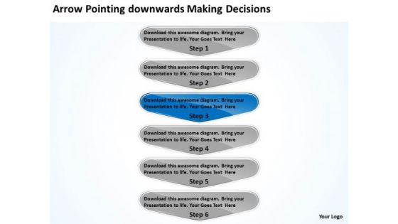 Arrow Pointing Downwards Making Decisions PowerPoint Flow Charts Slides