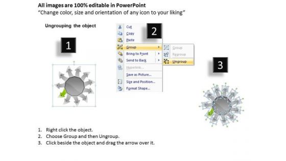Arrow Pointing Strategic Planning Process Circular Diagram PowerPoint Templates
