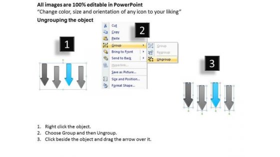 Arrow PowerPoint Template 4 Stages Downward Parallel Process Slides