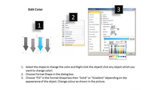 Arrow PowerPoint Template 4 Stages Downward Parallel Process Slides