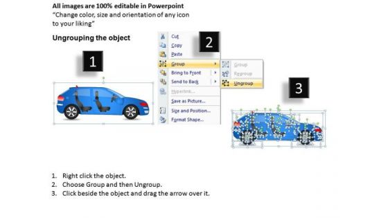 Arrows 4 Door Blue Car Side View PowerPoint Slides And Ppt Diagram Templates
