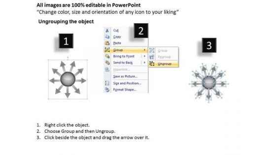Arrows Circular 9 Steps Diverging And Converging Diagram PowerPoint Slides