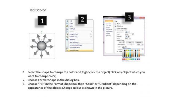 Arrows Circular 9 Steps Diverging And Converging Diagram PowerPoint Slides