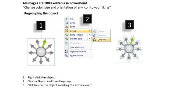 Arrows Circular 9 Steps Diverging And Converging Diagram PowerPoint Templates