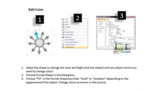 Arrows Circular 9 Steps Diverging And Converging Process Chart PowerPoint Slides
