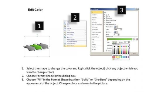 Arrows Describing 3 Methods Sequential Manner Flow Charts Vision PowerPoint Templates