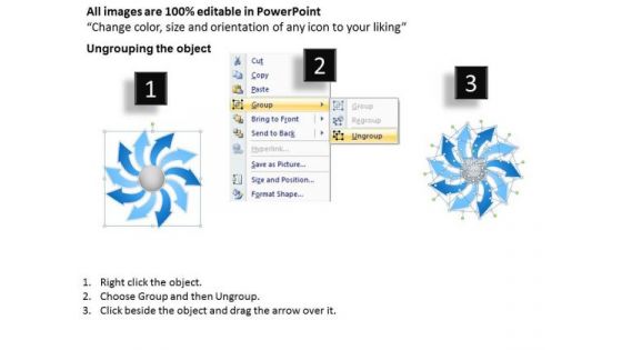 Arrows Diverging Flow Diagram 10 Stages Ppt Pie Chart PowerPoint Templates