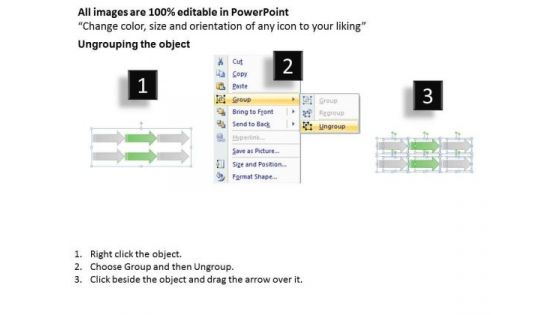 Arrows In PowerPoint 3 Stages Continual Process Slides