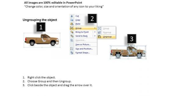 Art Pickup Brown Truck Side View PowerPoint Slides And Ppt Diagram Templates