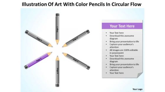 Art With Color Pencils In Circular Flow Ppt Business Plan Start Up PowerPoint Template