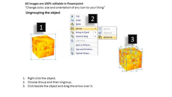 Assembling 3d Cube Puzzle Pieces PowerPoint Slides And Ppt Diagram Templates