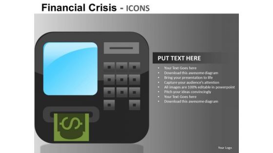 Atm Bank Financial Crisis Icons PowerPoint Templates
