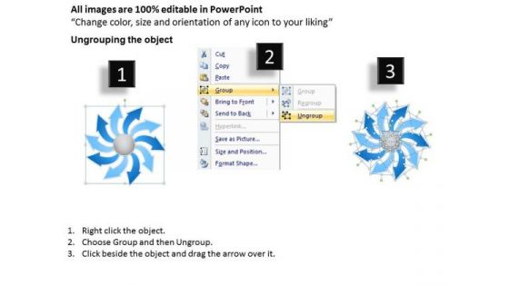 Attached Circular 8 Stages In Continuous Manner Cycle Flow Diagram PowerPoint Slides