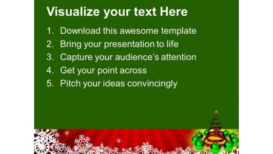 Attractive Christmas Tree With Green Baubles PowerPoint Templates Ppt Backgrounds For Slides 1112