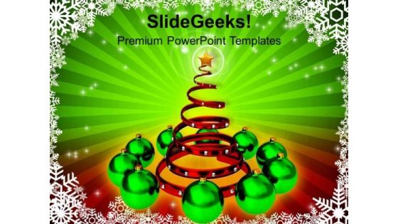 Attractive Christmas Tree With Green Baubles PowerPoint Templates Ppt Backgrounds For Slides 1112