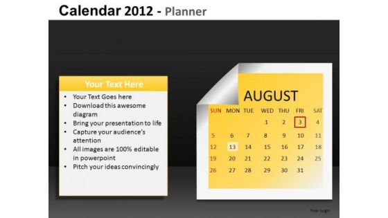 August 2012 Calendar PowerPoint Slides