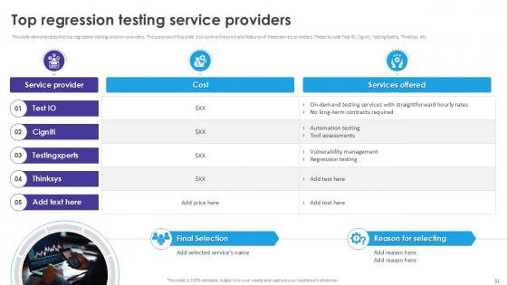 Automated Regression Testing and AchievingSoftware Quality with Ease PPT Sample