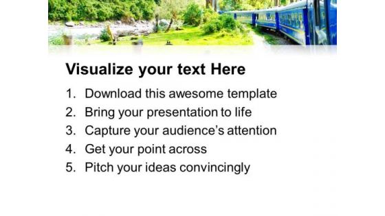 Awesome View Of Turning Train On Mountain PowerPoint Templates Ppt Backgrounds For Slides 0713