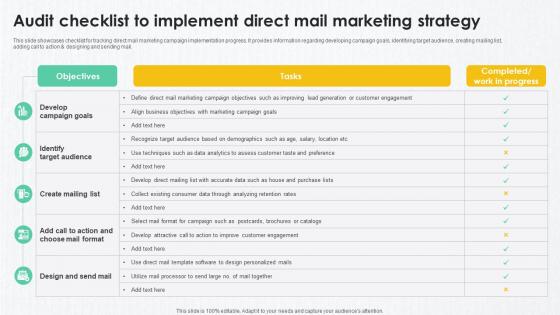 B2B Marketing Techniques Audit Checklist To Implement Direct Mail Marketing B2B Marketing Techniques Audit Checklist To Implement Direct Mail Marketing