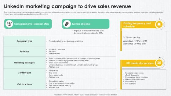 B2B Marketing Techniques Linkedin Marketing Campaign To Drive Sales Revenue
