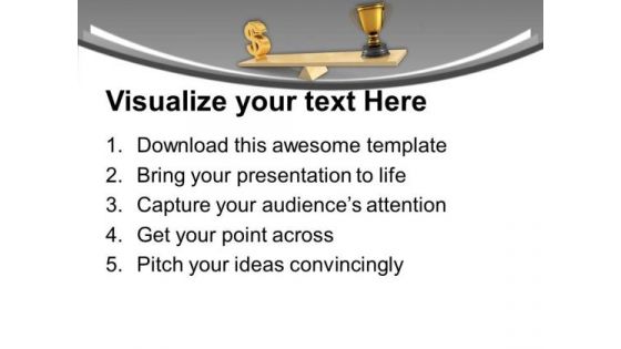 Balance Of Dollar And Golden Trophy Business PowerPoint Templates Ppt Backgrounds For Slides 0313