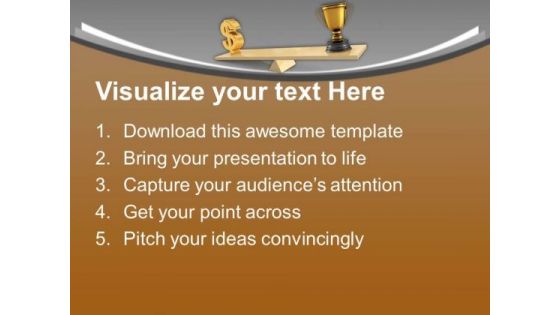 Balance Of Dollar And Golden Trophy Business PowerPoint Templates Ppt Backgrounds For Slides 0313