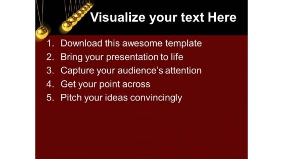 Balancing Balls Newton Cradle Golden PowerPoint Templates And PowerPoint Themes 1012