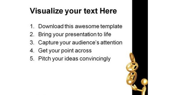 Balancing Golden Gears Business PowerPoint Themes And PowerPoint Slides 0511
