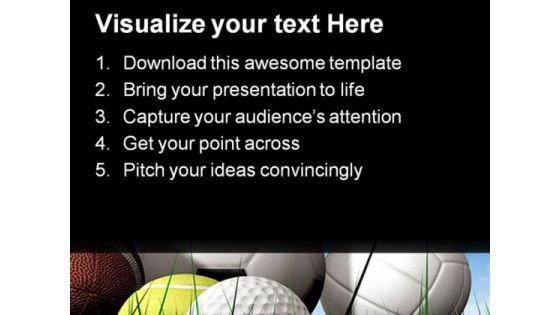 Balls On The Grass Sports PowerPoint Templates And PowerPoint Backgrounds 0211