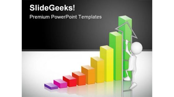 Bar Graph Ladder Business PowerPoint Background And Template 1210