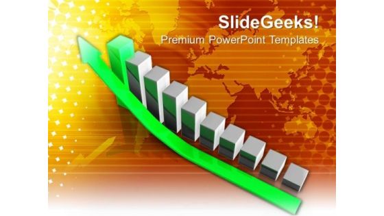 Bar Graph With Up Arrow Global Business PowerPoint Templates Ppt Backgrounds For Slides 0213